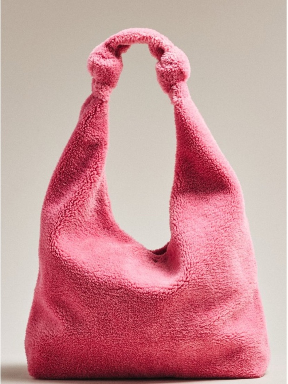 Anthropologie Pink Plush Teddy Shoulder Bag - Picture 2 of 3